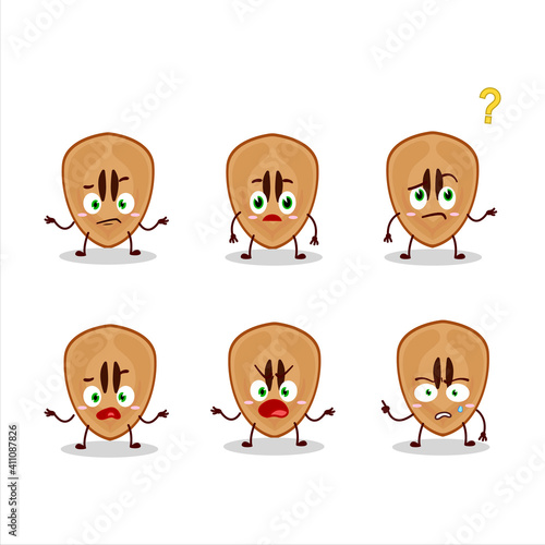 Cartoon character of slice of sapodilla with what expression