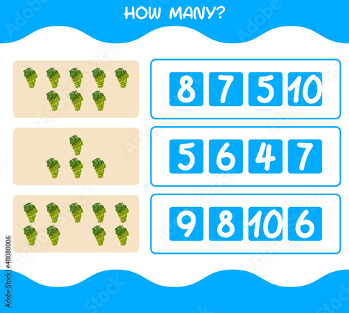 How many cartoon white grape. Counting game. Educational game for pre shool years kids and toddlers