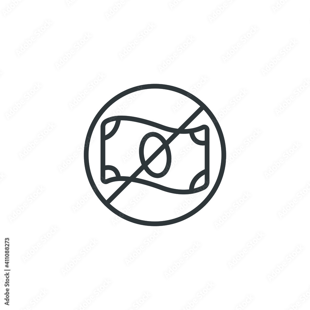 No money line icon. Outline style sign for web and app. No cash money symbol vector illustration. Isolated EPS 10 No money line icon. Outline style sign for web and app. No cash money symbol vector illustration. Isolated EPS 10