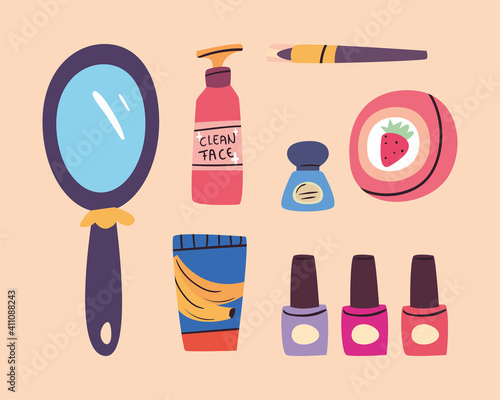 Make up and cosmetic icon bundle vector design