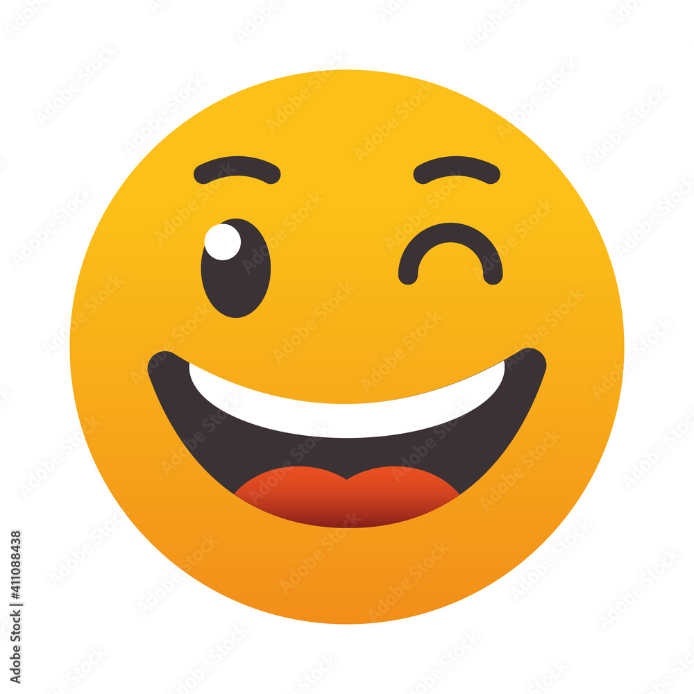 Emoji Winking Face smiling icon, colorful design Emoji Winking Face smiling icon, colorful design
