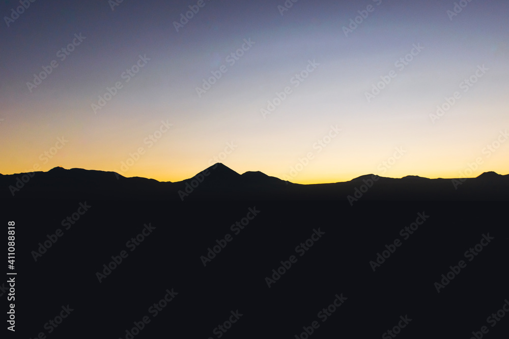 Andes mountains silhouette at dawn