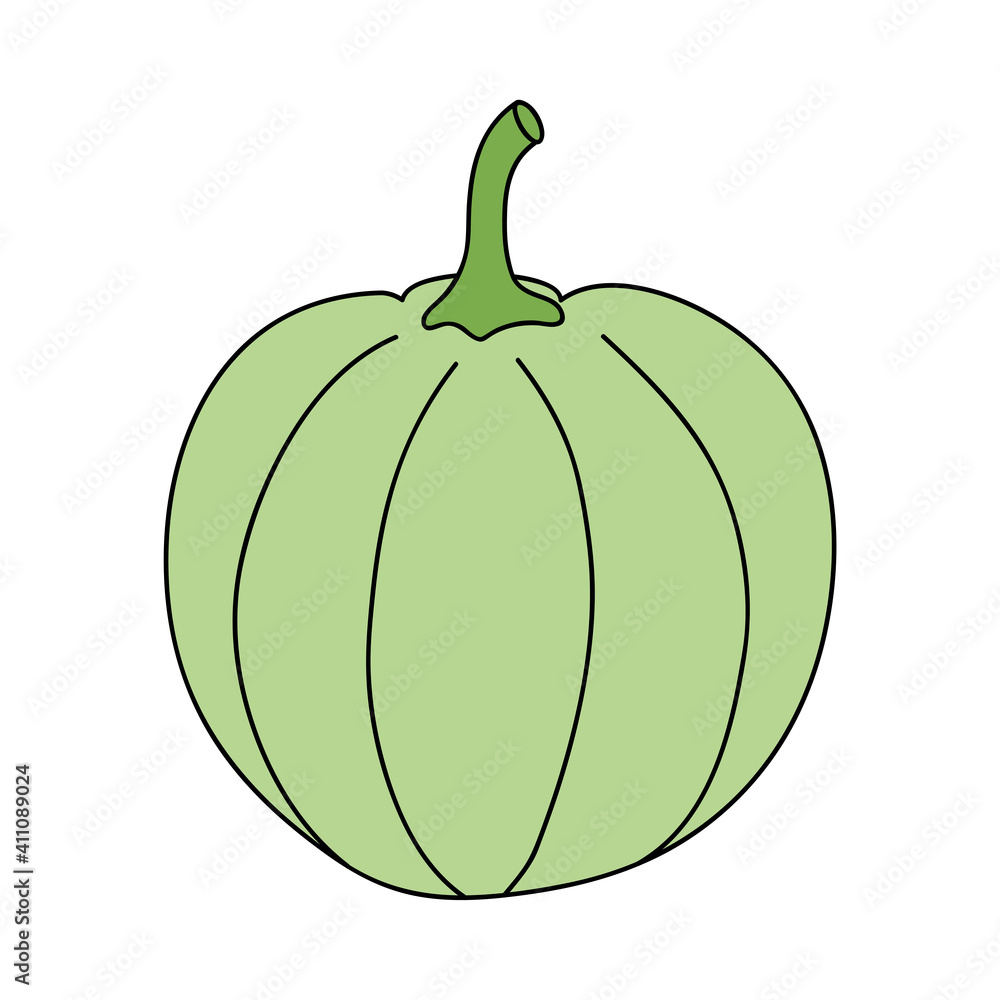 pumpkin with stem icon, flat style pumpkin with stem icon, flat style