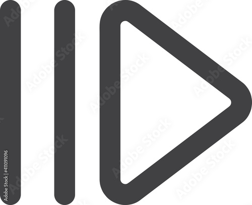 music, play button universal line icon set and single on white background, minimalist, flat. editable stroke