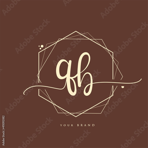 QB Initial handwriting logo. Hand lettering Initials logo branding, Feminine and luxury logo design.