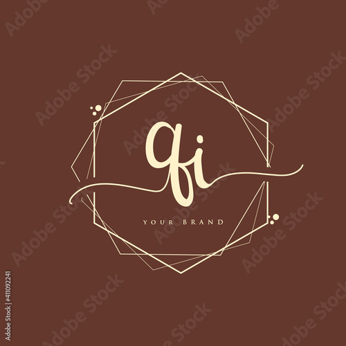 QI Initial handwriting logo. Hand lettering Initials logo branding, Feminine and luxury logo design.