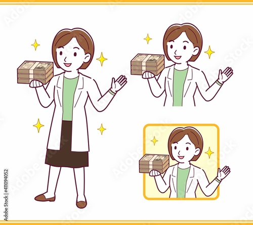 Young woman in a lab coat