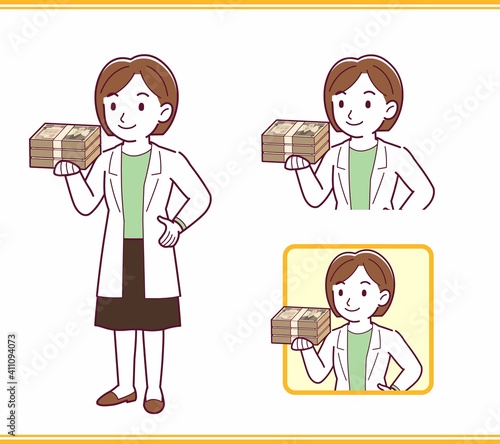 Young woman in a lab coat