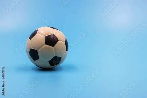 Soccer is on blue background