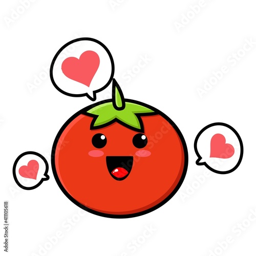 cute tomato cartoon mascot character