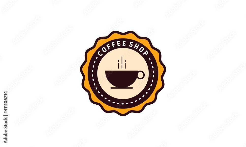 Naklejka premium Coffee glass logo accompanied by hot coffee steam suitable for cafe