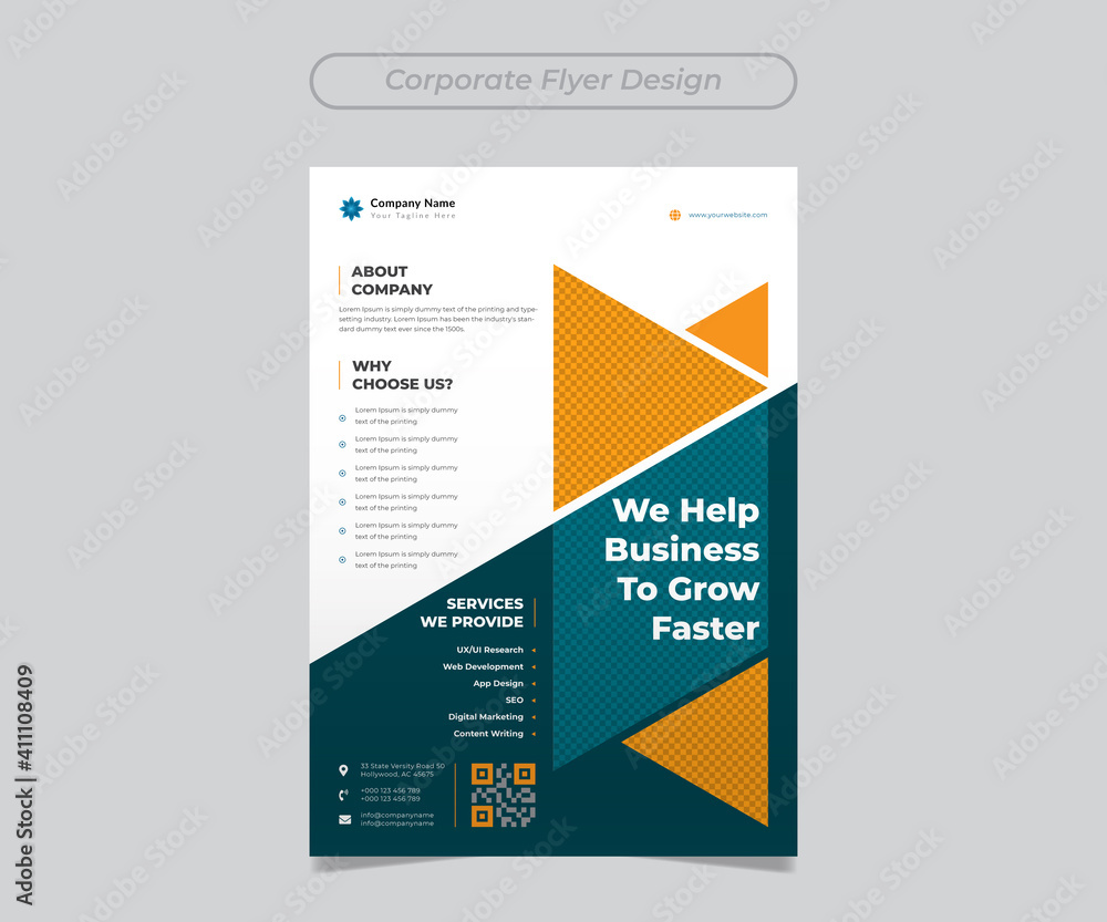 Flyer vector template. flyer design, cover modern layout, annual report, poster, geometric shapes for tech, science, market with light background