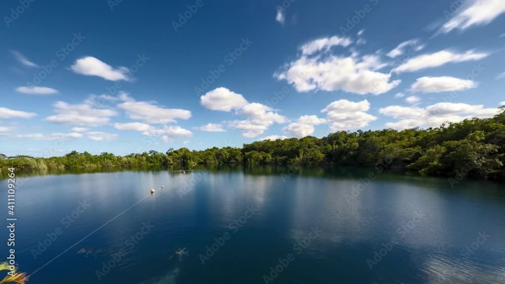 view of Bacalar lagoon and cenote time lapse view of Bacalar lagoon and cenote time lapse