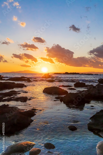 城ヶ島の海に沈む夕陽