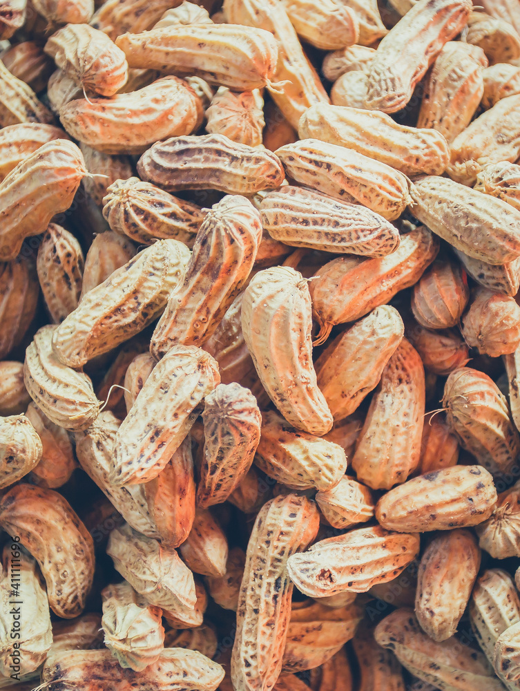 Fototapeta premium Closeup wooden dish of Peanut