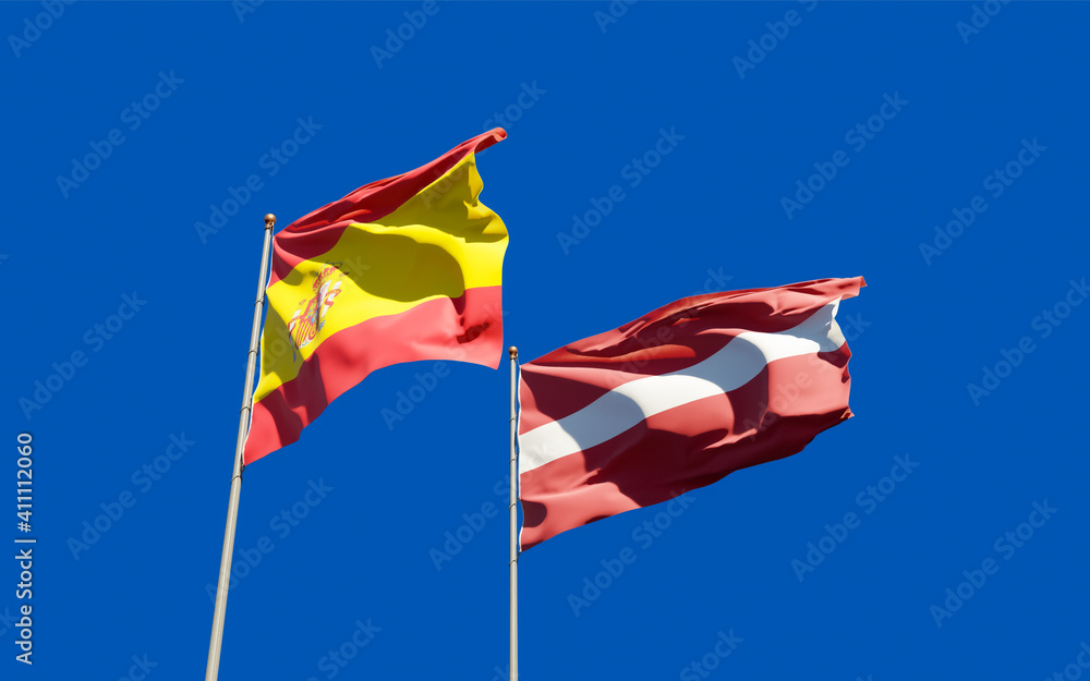 Flags of Spain and Latvia. Flags of Spain and Latvia.