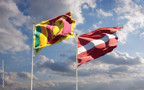 Flags of Sri Lanka and Latvia. © Leo Altman