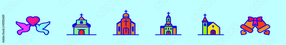 a set of wedding and romance icon design template with various models. vector illustration isolated on blue background