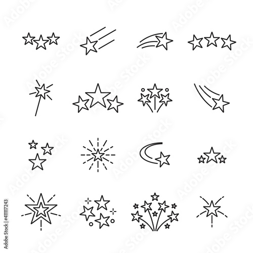 Set of star icons. Line icons for web apps and mobile. Linear modern vector symbols.