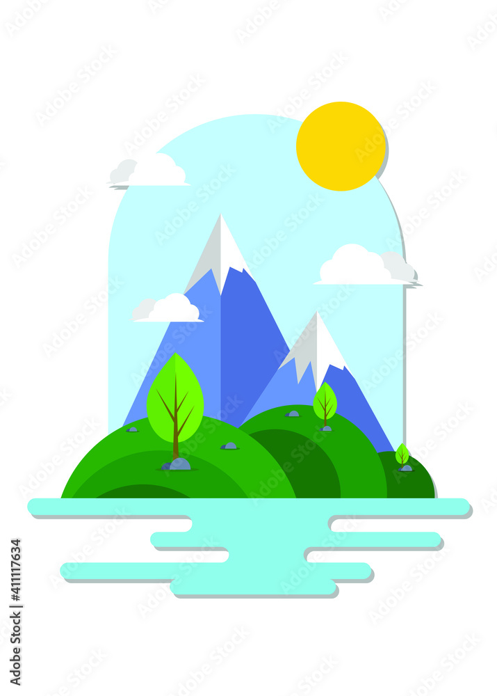 mountains and fresh nature vector illustration