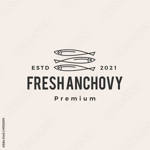 anchovy hipster vintage logo vector icon illustration