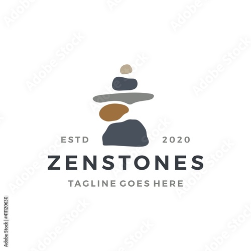 Fototapeta Naklejka Na Ścianę i Meble -  balancing zen stone logo vector icon illustration