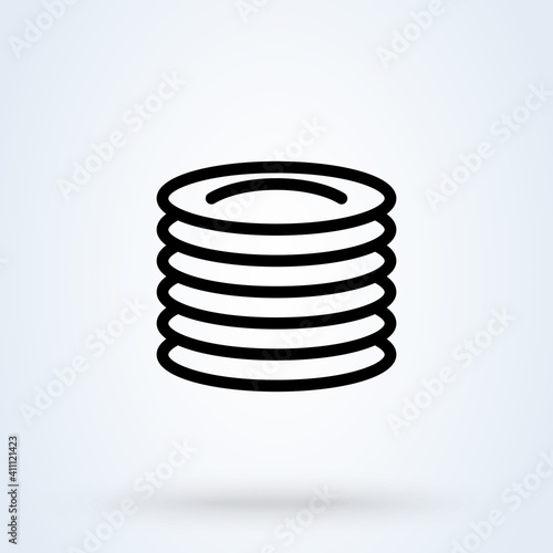 Plates line sign icon or logo. Plate of food concept. Restaurant plates linear app vector illustration.