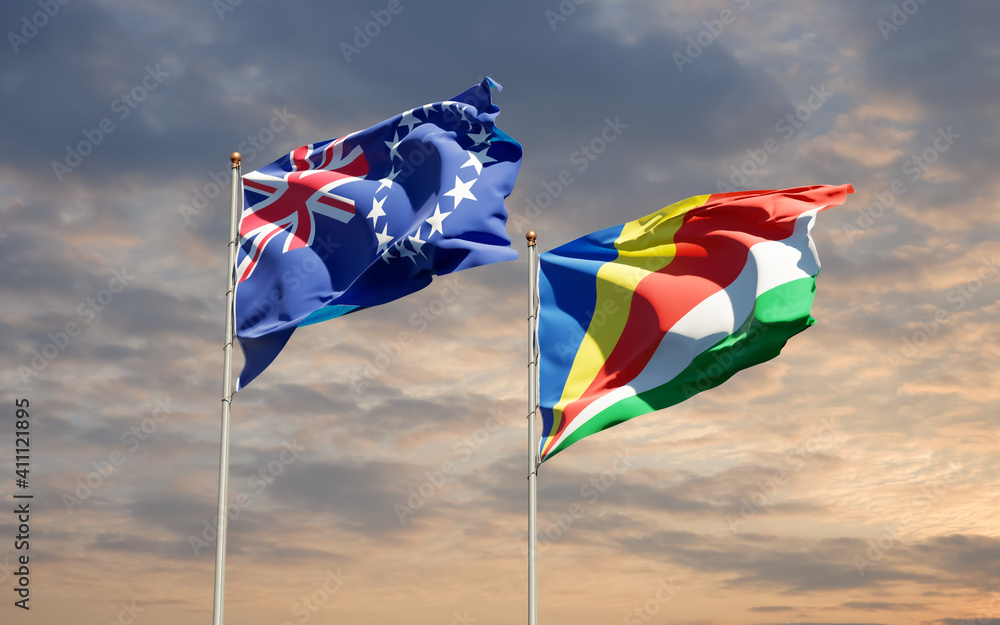 Flags of Seychelles and Cook Island. Flags of Seychelles and Cook Island.