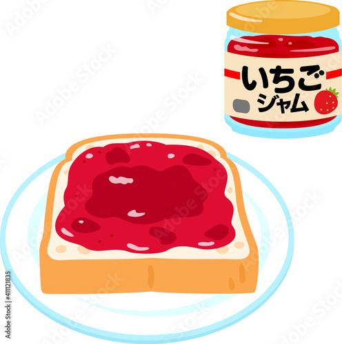 イチゴジャムを塗った食パン