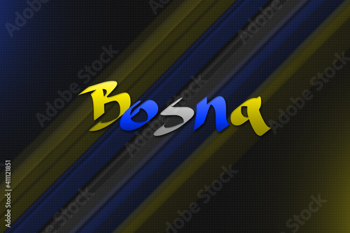 Hand-written Bosna on a dark background pattern and blurred lines, in native Bosnian spelling.  photo
