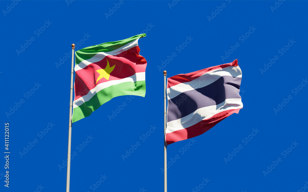 Flags of Suriname and Thailand. Flags of Suriname and Thailand.