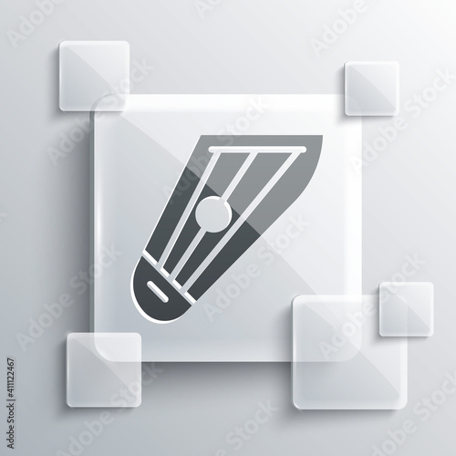 Grey Musical instrument kankles icon isolated on grey background. Square glass panels. Vector.