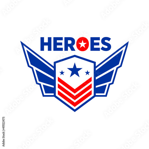 heroes logo vector design people who protect people patriotic concept inspiration