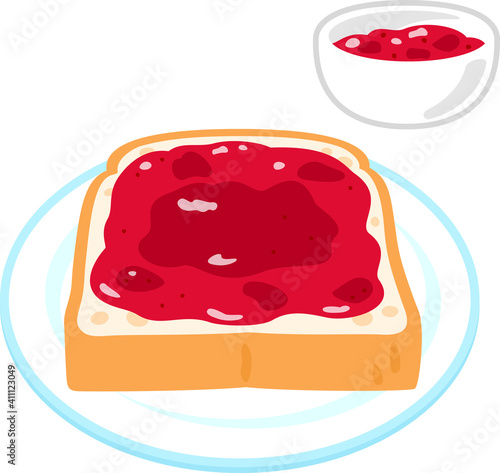 イチゴジャムを塗った食パン