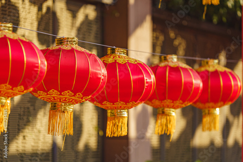 Traditional red lanterns during the Chinese new year festival photo