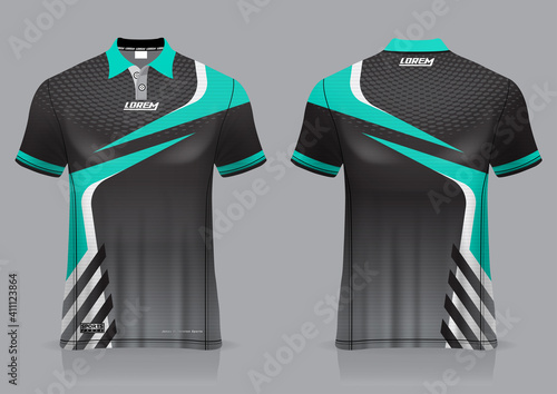 jersey badminton polo shirt design, for uniform team front and back