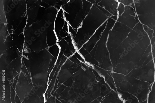 Marble black background with white line lightning patterns abstract