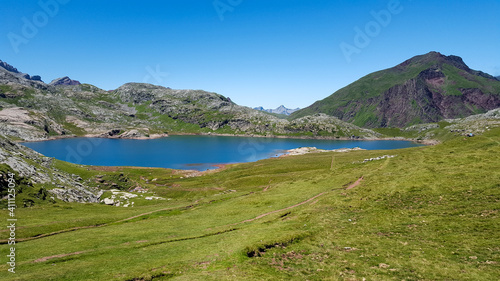 french pyrenees Mountains ossau lake valley in France © OceanProd