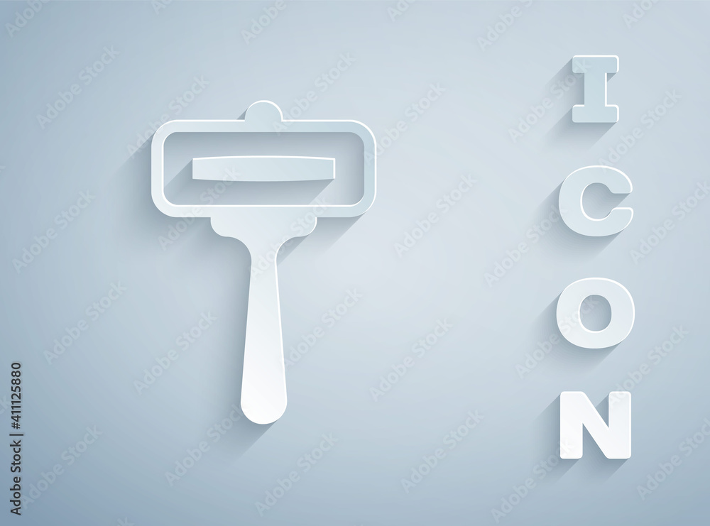 Paper cut Shaving razor icon isolated on grey background. Paper art style. Vector. Paper cut Shaving razor icon isolated on grey background. Paper art style. Vector.