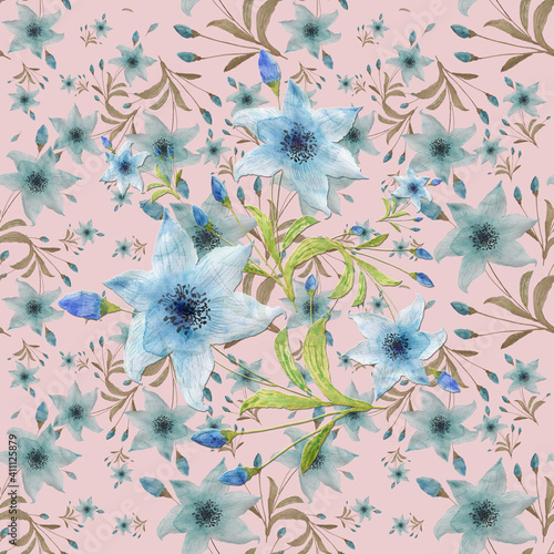 seamless pattern abstracts floral composition