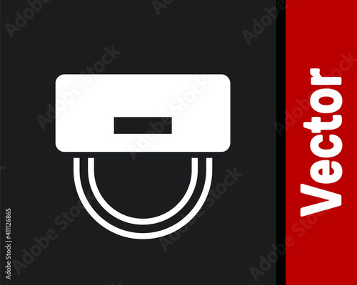 White Bellboy hat icon isolated on black background. Hotel resort service symbol. Vector.