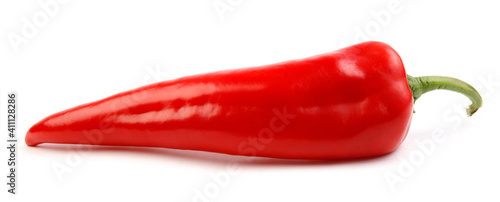 Red pepper is isolated on a white background.