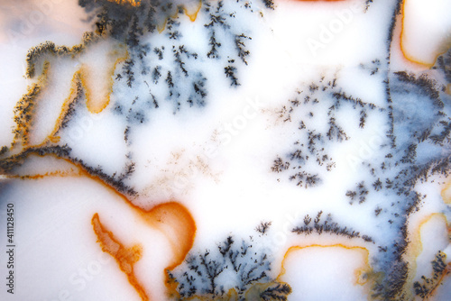 Beautiful pattern on the surface of the stone. Moss agate.