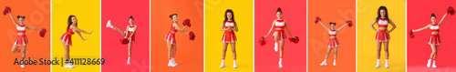 Set of beautiful cheerleade...