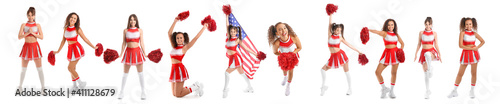 Set of beautiful cheerleade...