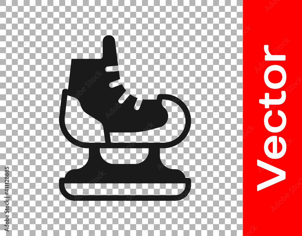 Black Skates icon isolated on transparent background. Ice skate shoes icon. Sport boots with blades. Vector. Black Skates icon isolated on transparent background. Ice skate shoes icon. Sport boots with blades. Vector.