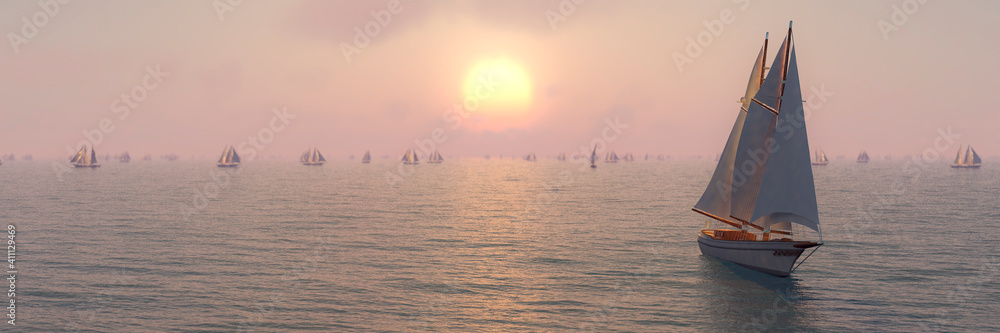 Fototapeta premium sailboat sailing in the sea