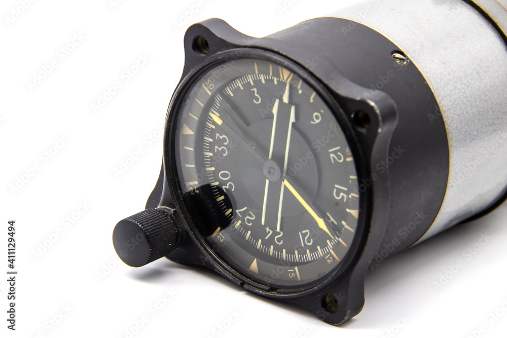 Combined flight instrument using on plane on the white background Combined flight instrument using on plane on the white background