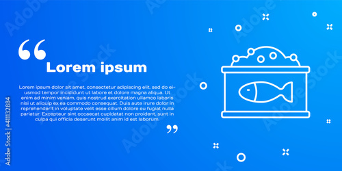 White line Tin can with caviar icon isolated on blue background. Vector.