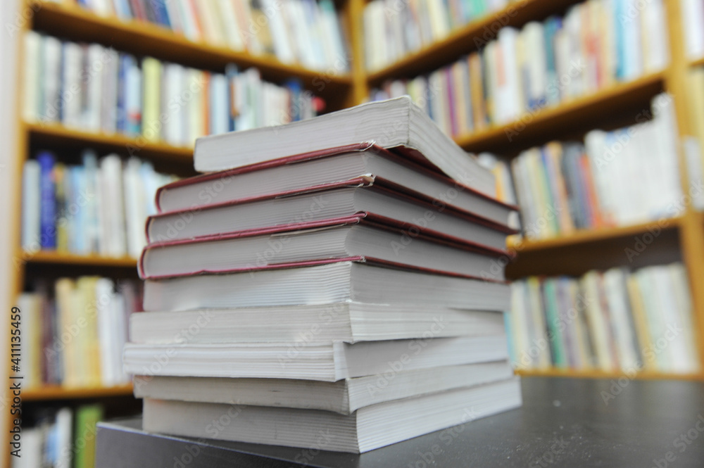 Library. Books placed in a library waiting to be read. Library. Books placed in a library waiting to be read.